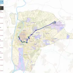 Mapa muestra cómo ir del aeropuerto de Sevilla al centro, con rutas de autobuses y paradas.